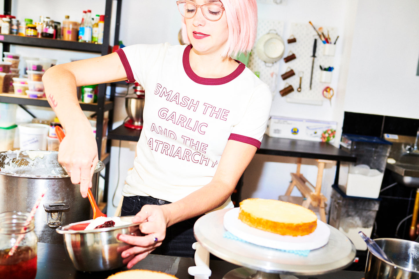 Smash the Garlic and the Patriarchy™ Ringer Tee