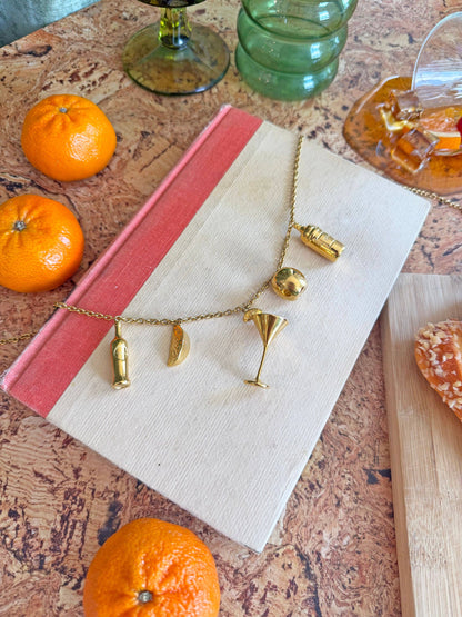 Martini Charm Necklace- Gold