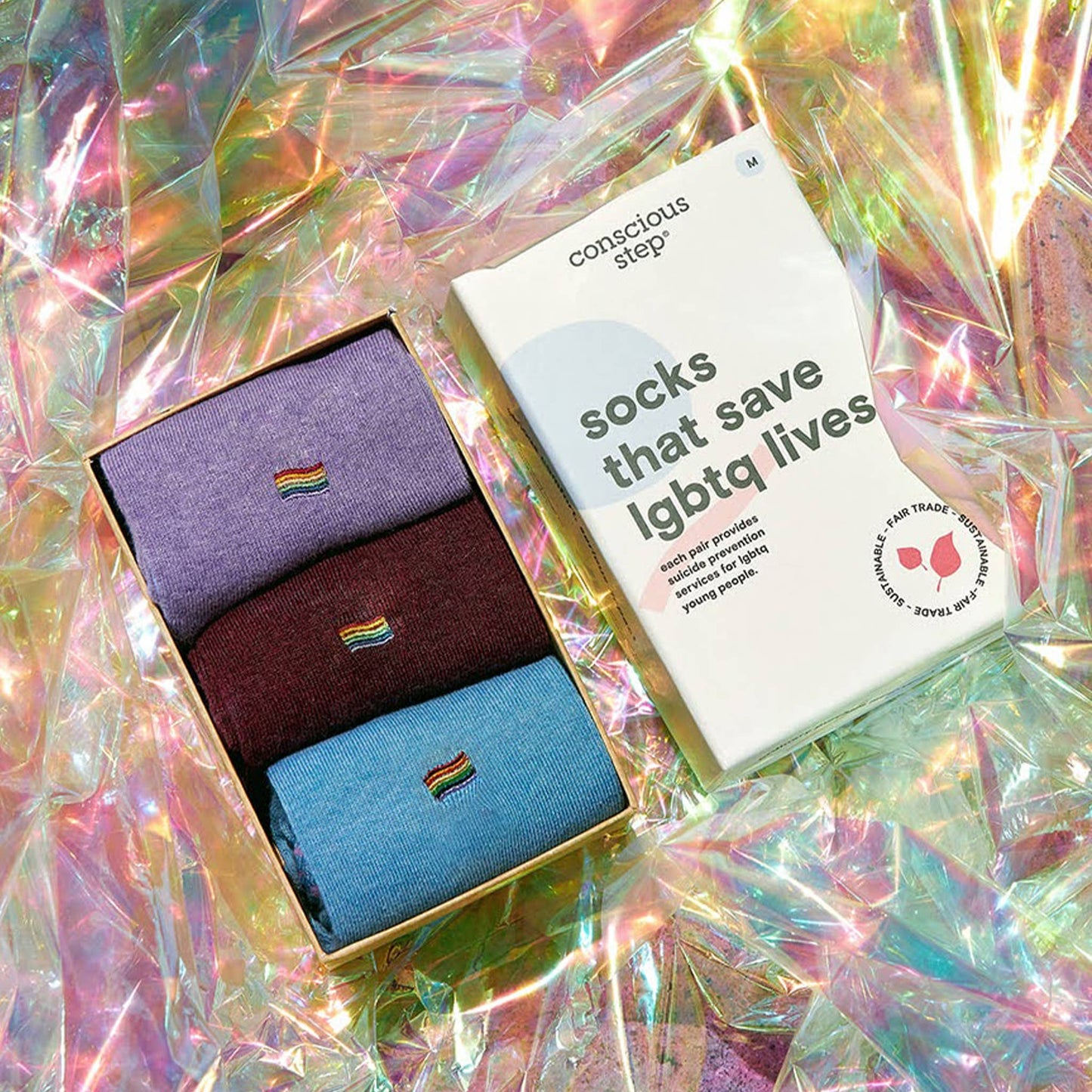 Socks that Save LGBTQ Lives | Boxed Set Size S - Conscious Step
