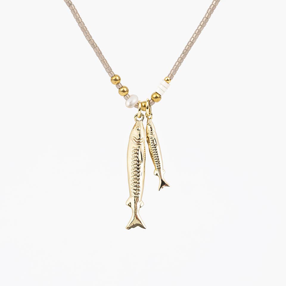 Iridescent Sardine and Pearl Necklace- Altiplano