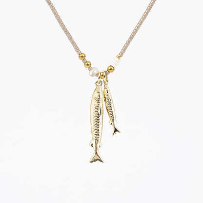Iridescent Sardine and Pearl Necklace- Altiplano