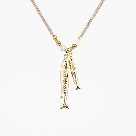 Iridescent Sardine and Pearl Necklace- Altiplano