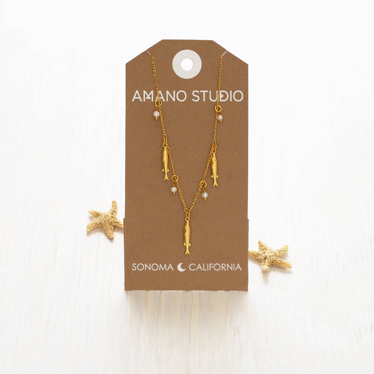 Tiny Fish and Pearl Necklace