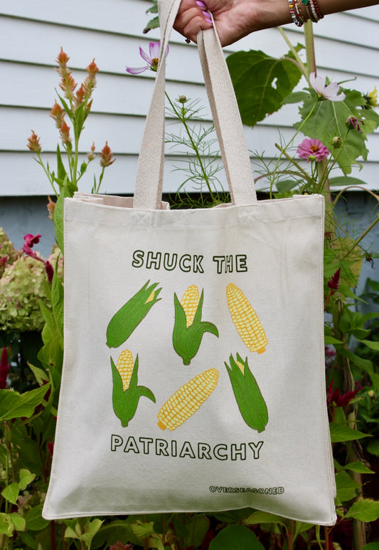 Shuck the Patriarchy Corn Tote Bag