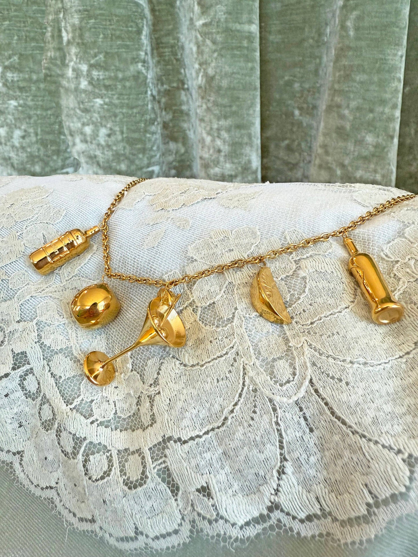 Martini Charm Necklace- Gold
