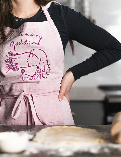 Culinary Goddess Pink Chambray Apron