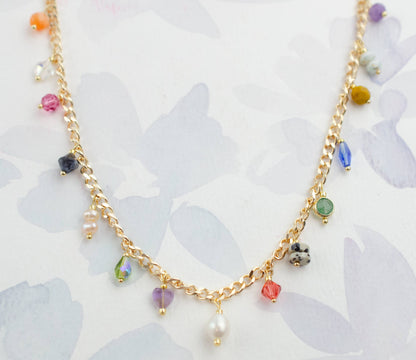 Jill Makes - Multicharm Beaded Necklace on Curb Chain