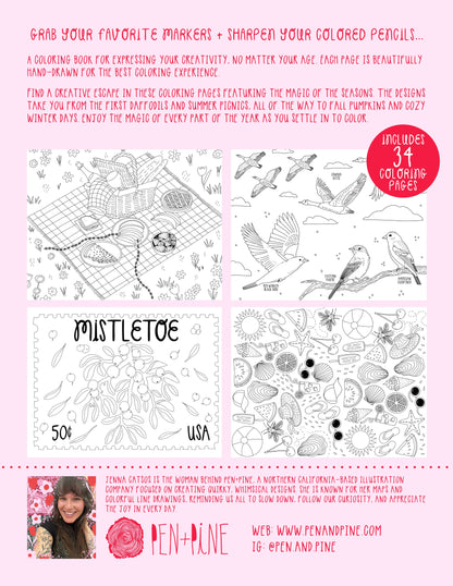 Coloring Through the Year Coloring Book- Pen+Pine