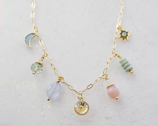 Jill Makes - Pearl Zodiac Air Charm Sign Necklace
