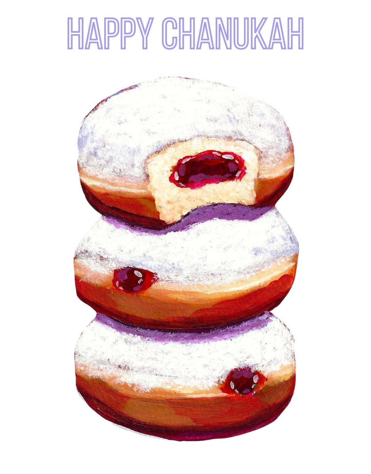 Jelly Donuts Hanukkah Card- Laurel Greenfield Art