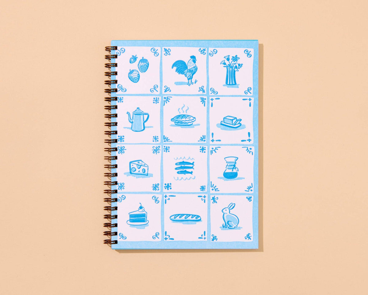 Spiral Notebook (Lined)—Delft Tile