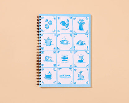 Spiral Notebook (Lined)—Delft Tile