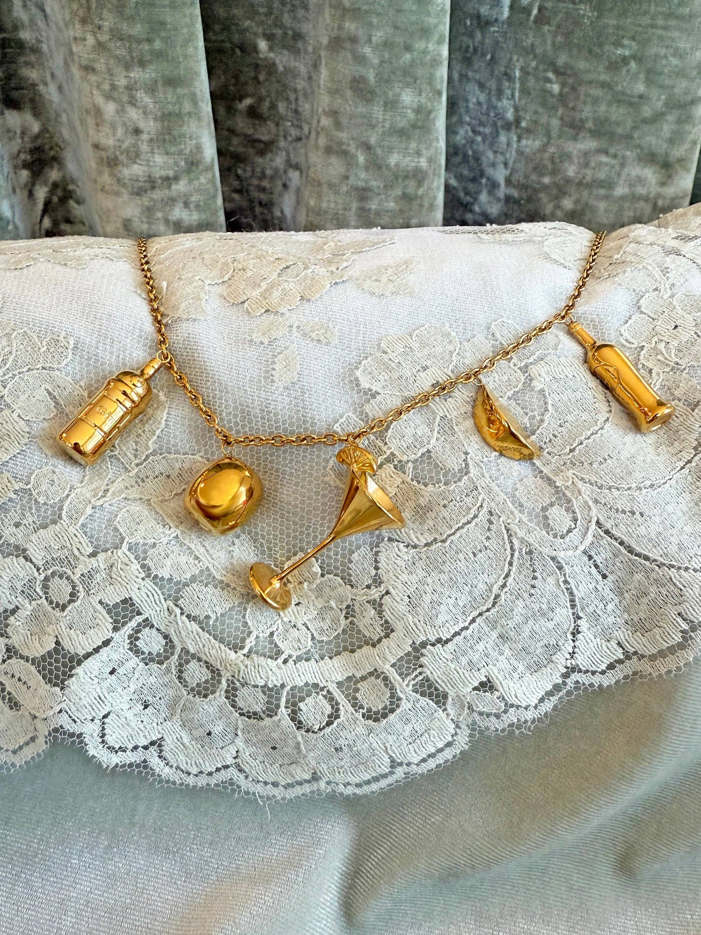Martini Charm Necklace- Gold