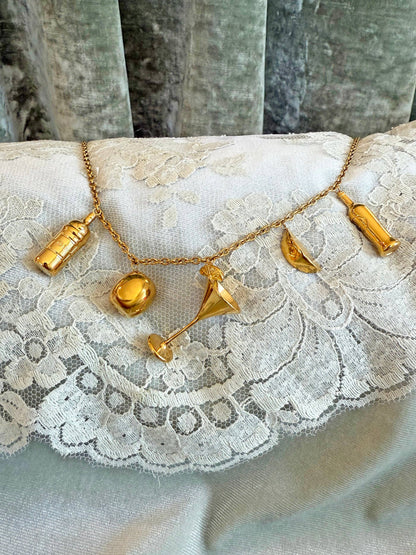 Martini Charm Necklace- Gold