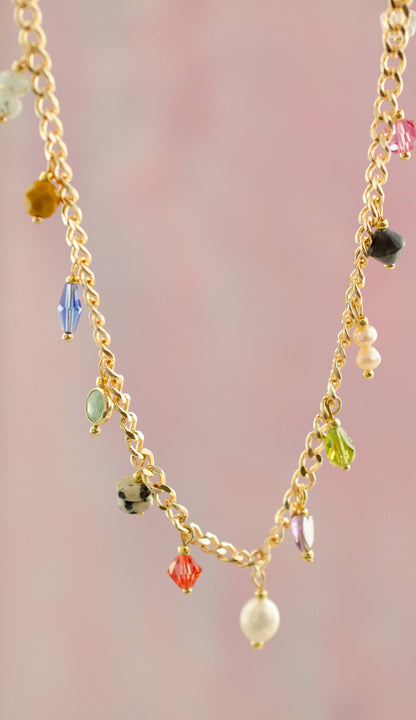 Jill Makes - Multicharm Beaded Necklace on Curb Chain