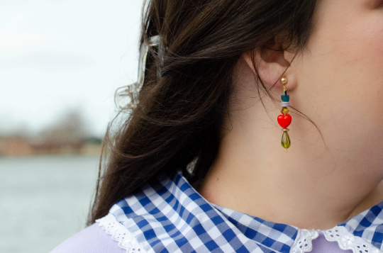 Jill Makes - Beaded Heart Statement Earrings
