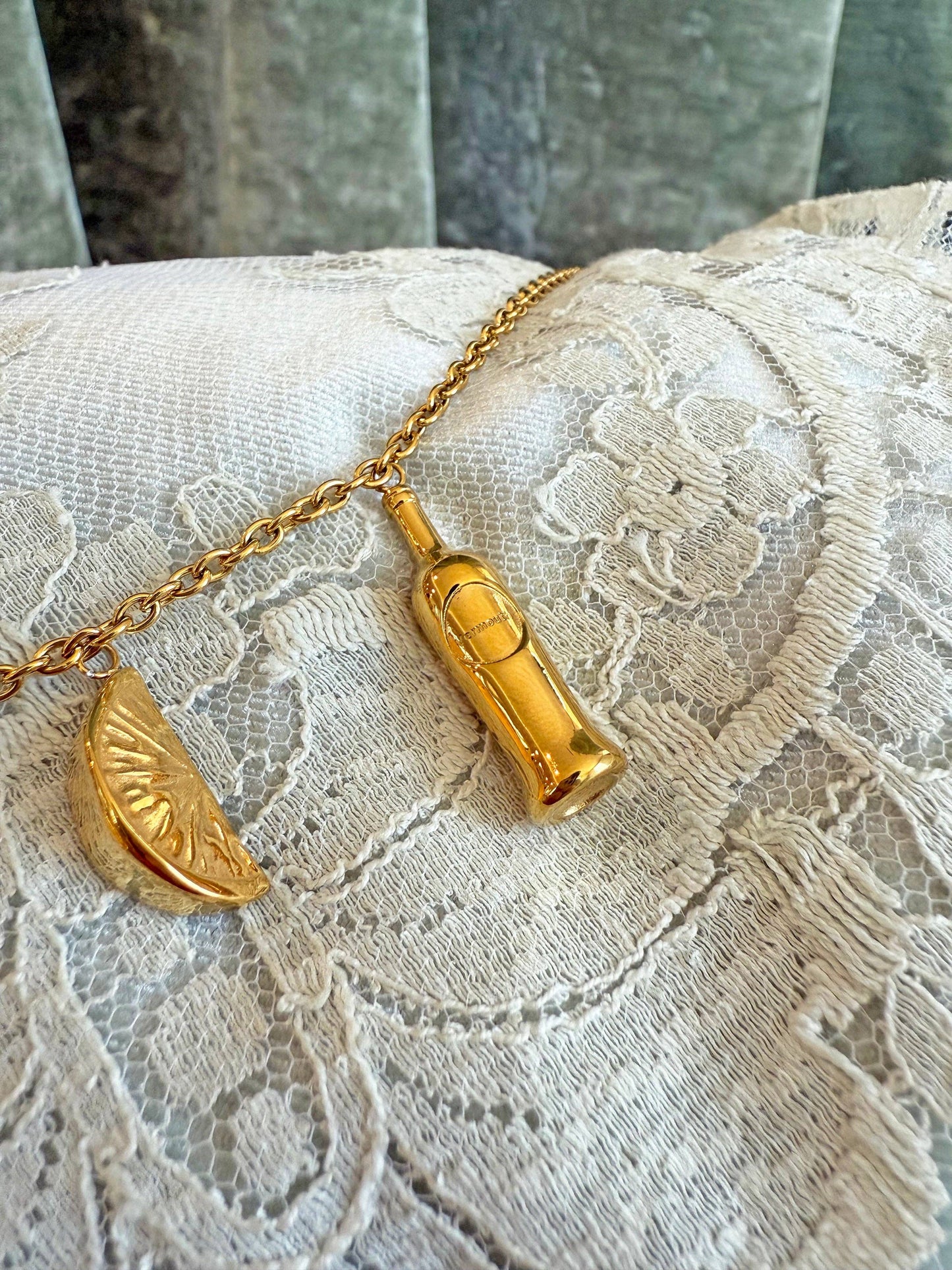 Martini Charm Necklace- Gold