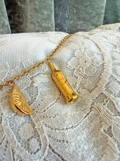 Martini Charm Necklace- Gold