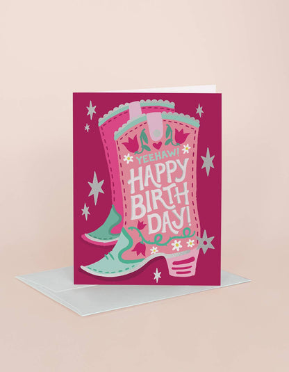 Cowgirl Boot Birthday Greeting Card