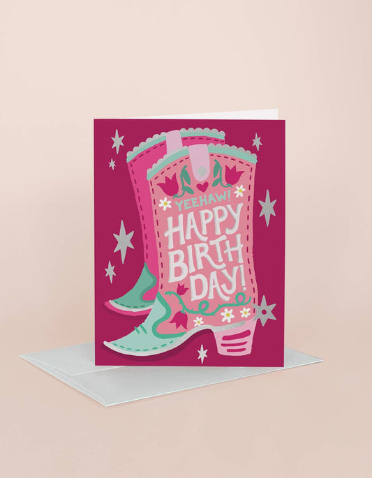 Cowgirl Boot Birthday Greeting Card
