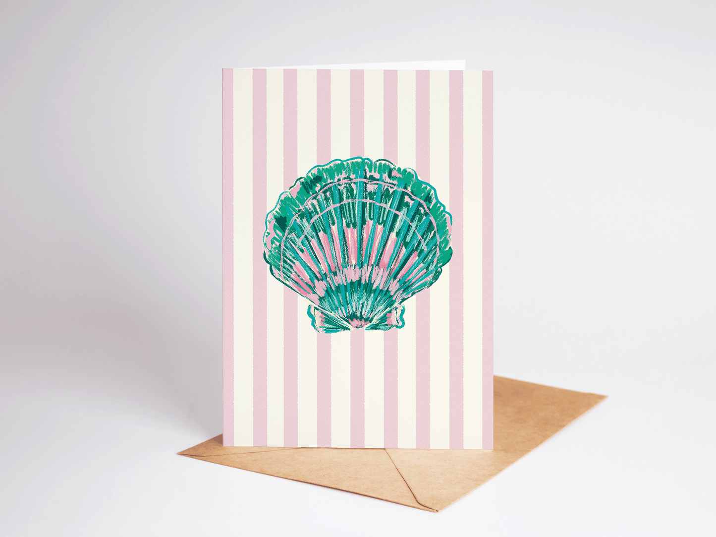 Colorful Seashell Striped Greeting Card