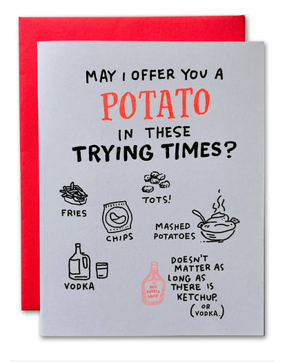 Potato Trying Times Grief Card- Ladyfingers Letterpress