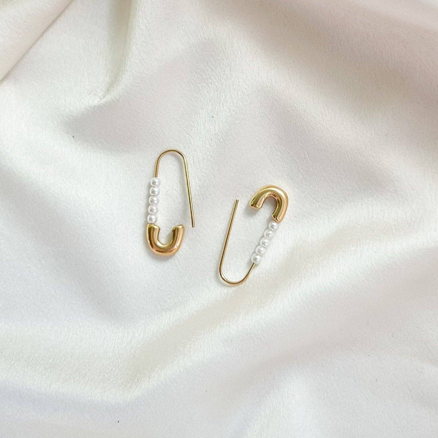 Natalie Clare Collections - Pearl Safety Pins Earrings