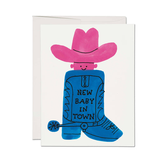 Red Cap Cards - Boot Baby greeting card