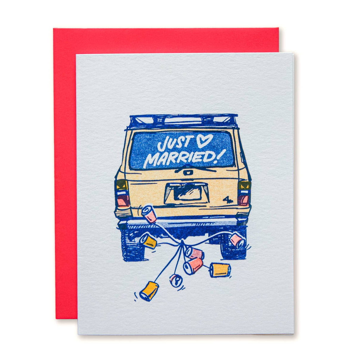 Just Married Truck Cans Wedding Card- Ladyfingers Letterpress