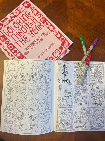 Coloring Through the Year Coloring Book- Pen+Pine