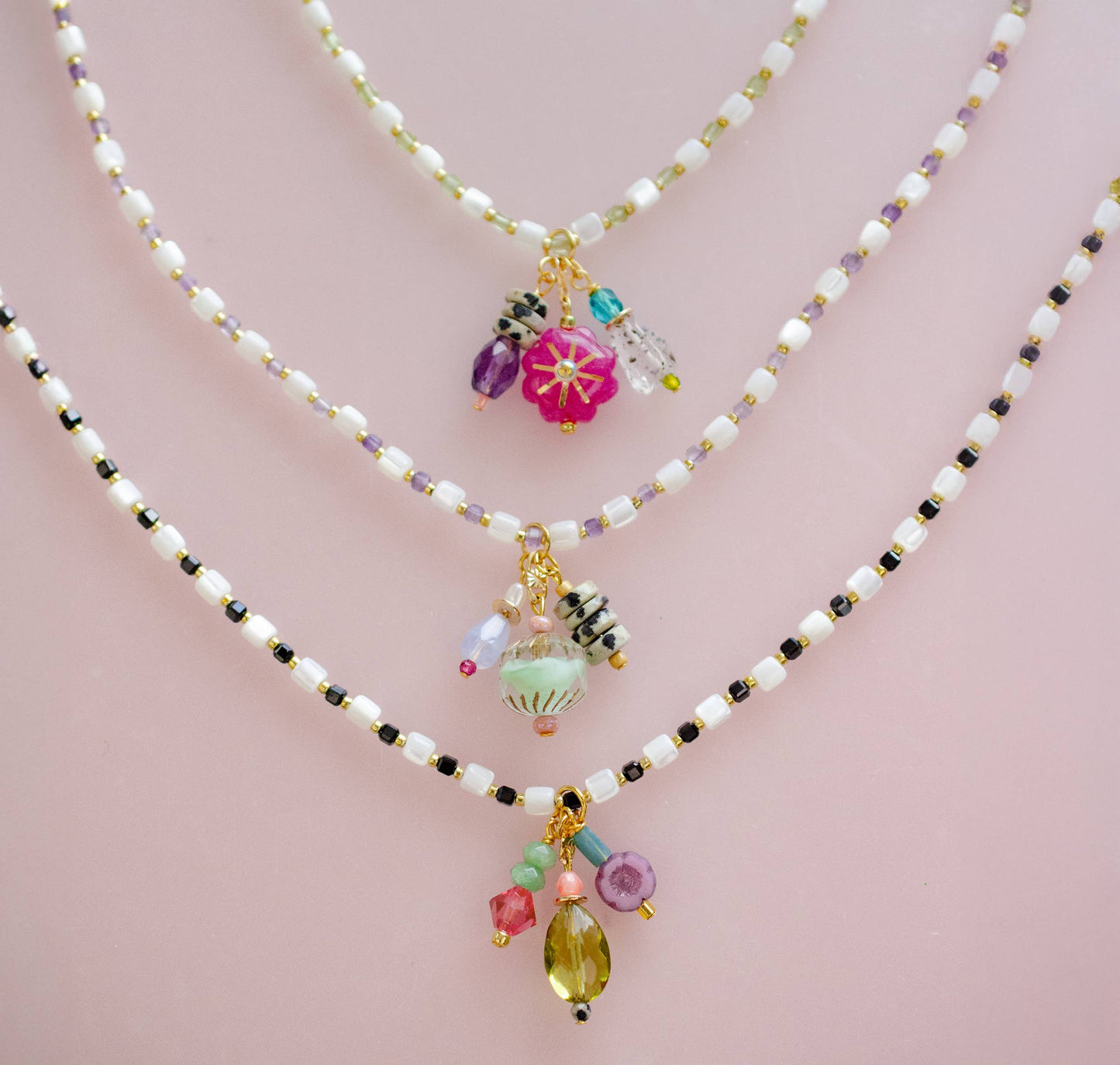 Beaded Chain Colorful Charm Necklace: Style 2