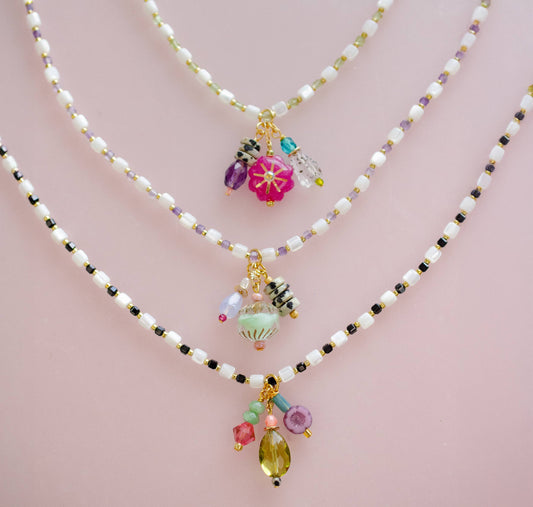 Beaded Chain Colorful Charm Necklace: Style 2