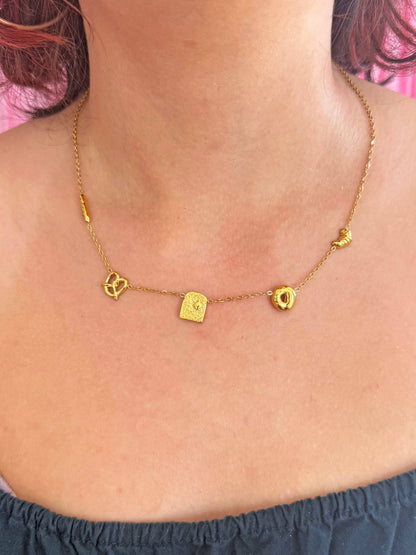 Bread Charm Necklace- Gold