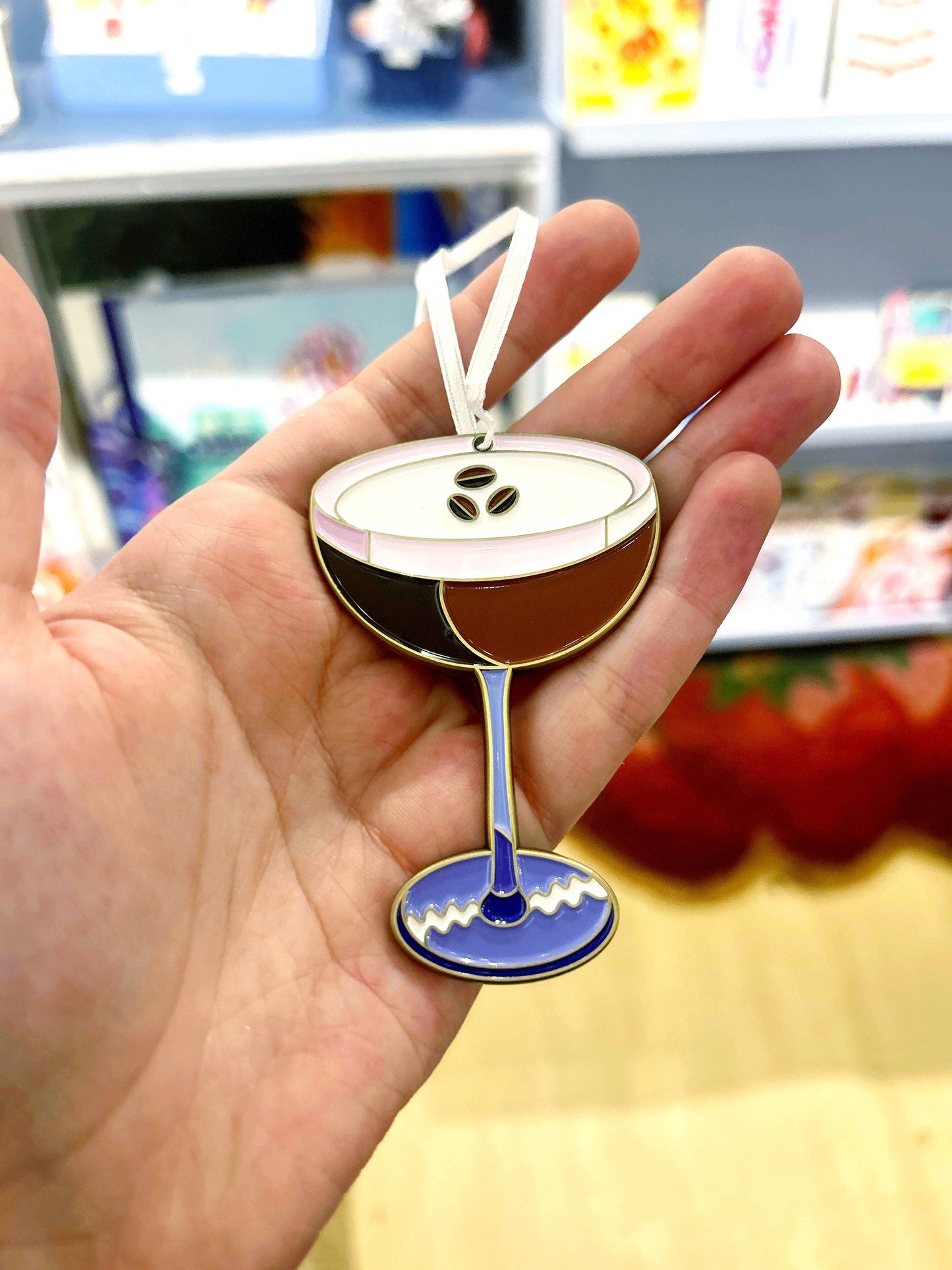 Espresso Martini Christmas Ornament - Enamel and Metal
