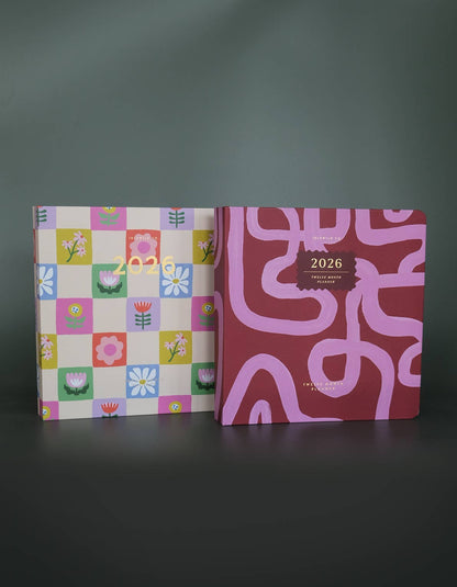 2026 Hardcover Planner, Magenta Squiggle