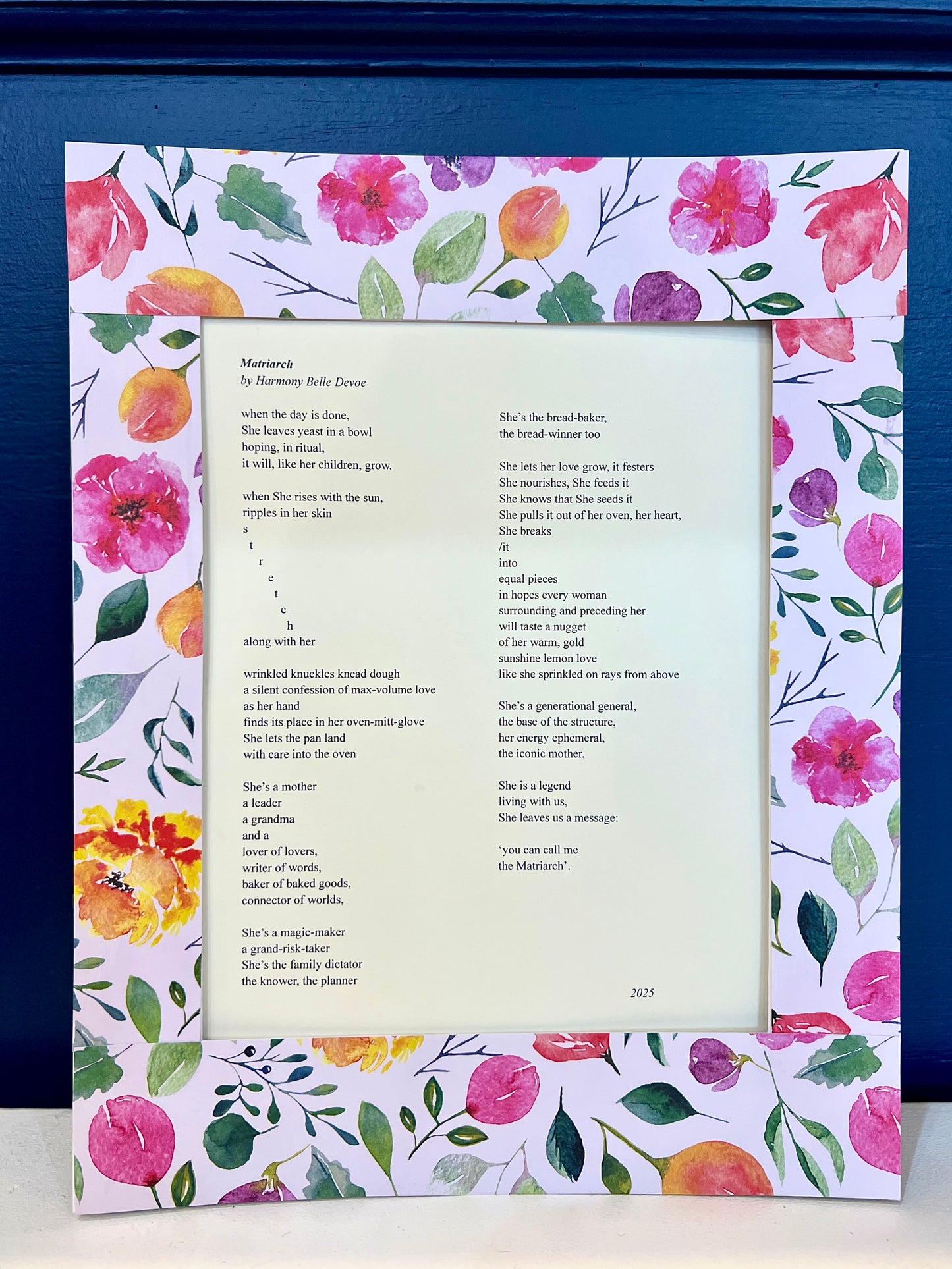 Matriarch Poem with Floral Mat- Harmony Belle