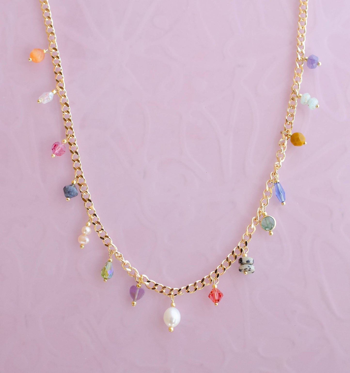 Jill Makes - Multicharm Beaded Necklace on Curb Chain