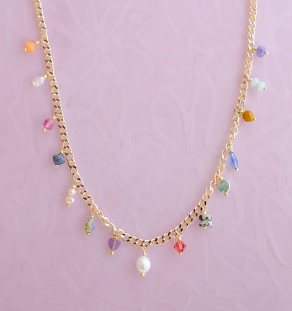 Jill Makes - Multicharm Beaded Necklace on Curb Chain