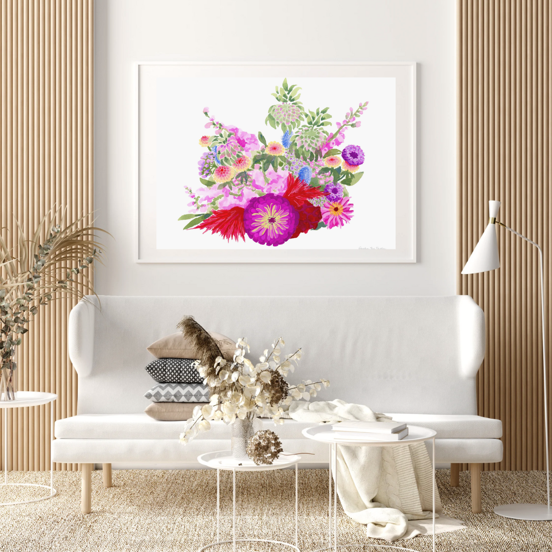 Zinnia Bouquet Botanical Art Print