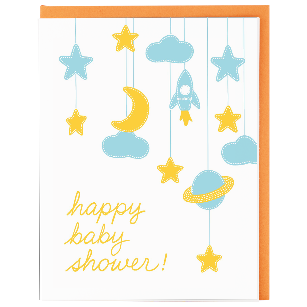 Space Mobile Baby Shower Card - Smudge Ink