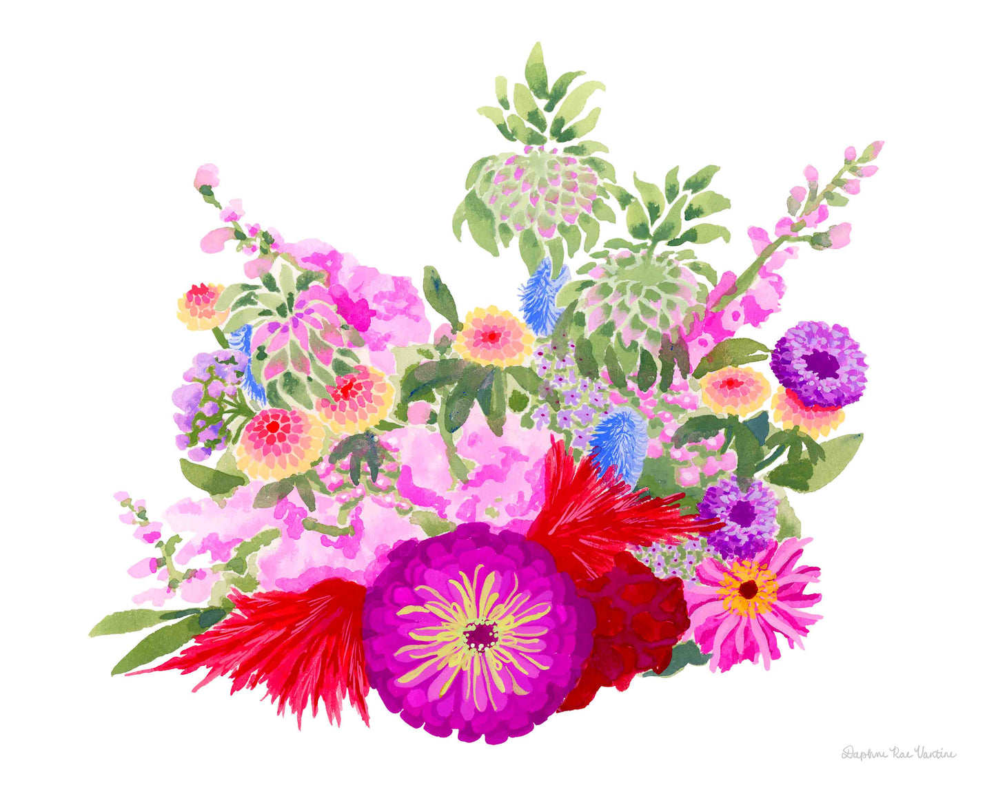 Zinnia Bouquet Botanical Art Print