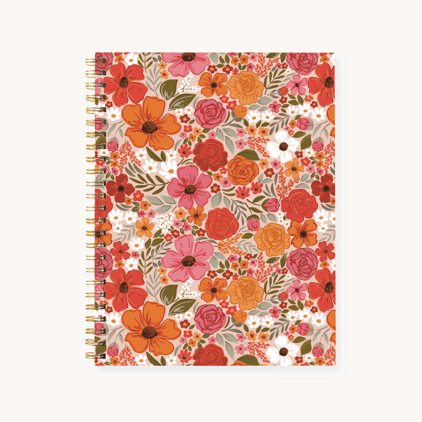 Floral 7x9 Hardcover Spiral Notebook