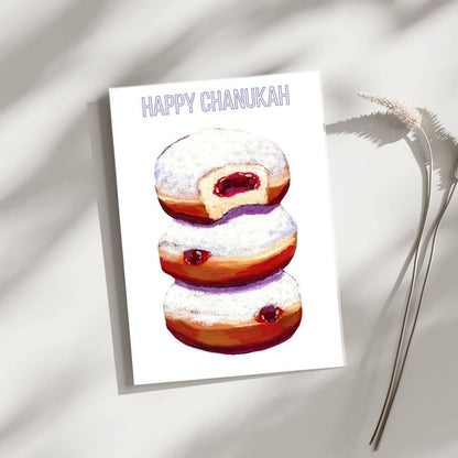 Jelly Donuts Hanukkah Card- Laurel Greenfield Art