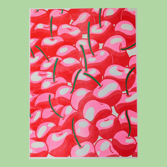 Cherry Cherries Risograph Print | 10"x14"