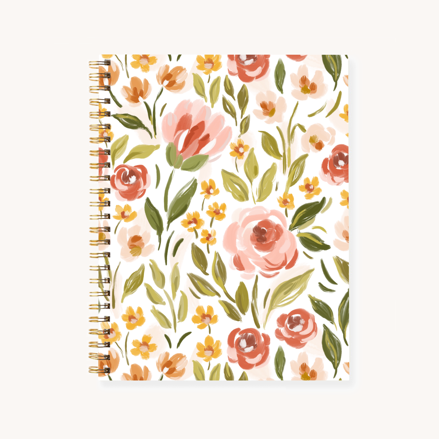 Floral 7x9 Hardcover Spiral Notebook