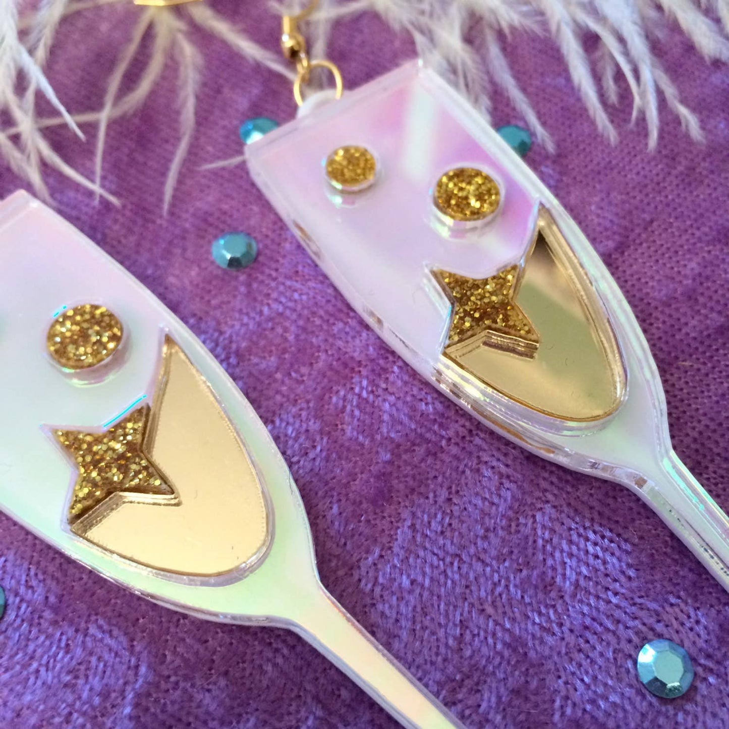 I'm Your Present - Champagne Flute Celebration Earrings, Laser Cut Acrylic, Plastic Jewelry