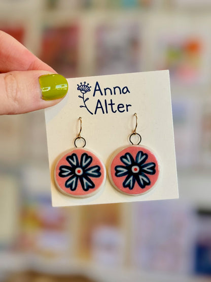 Porcelain Painted Earrings - Anna Alter