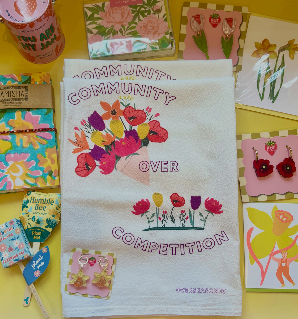 Community Over Competition Tea Towel
