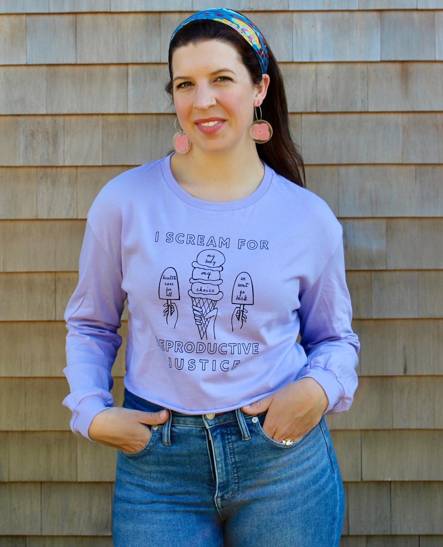 Ice Cream for Reproductive Justice Long Sleeve Cropped Tee