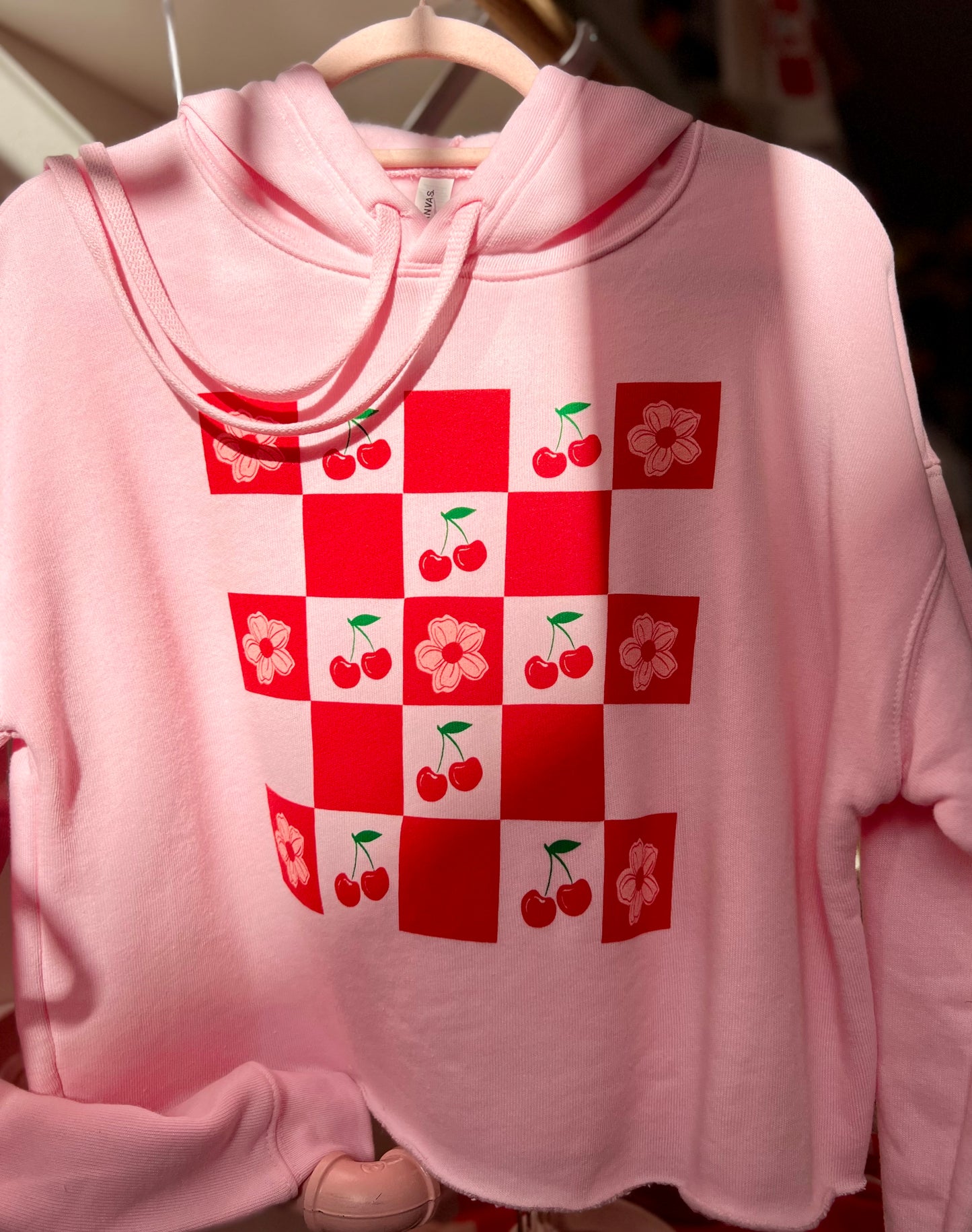 Cherry Picnic Cropped Hoodie